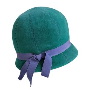 Vintage Union-Made Green Felt Cloche Hat | 1920s–1930s